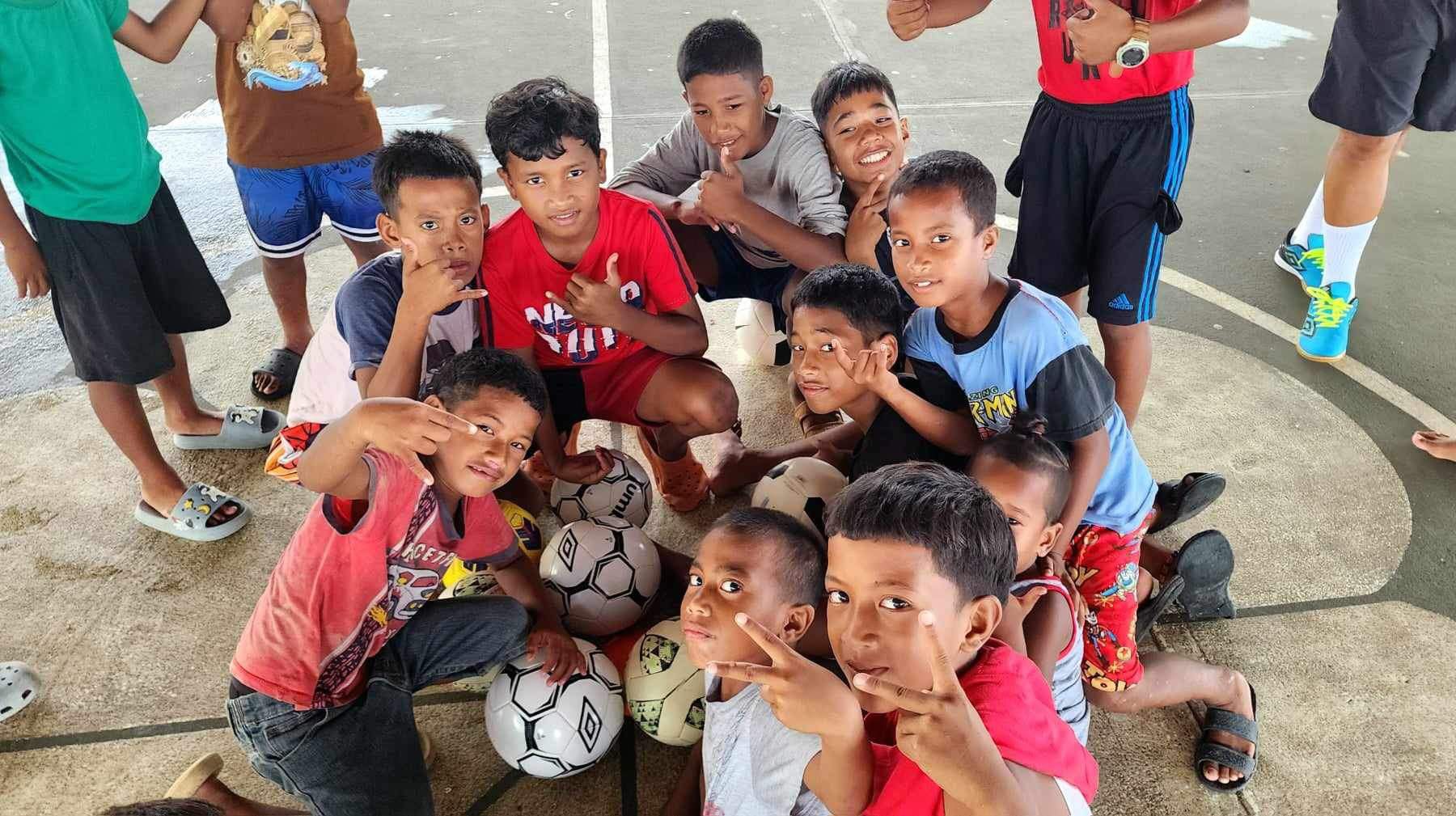 Soccer clinic in Ebeye
